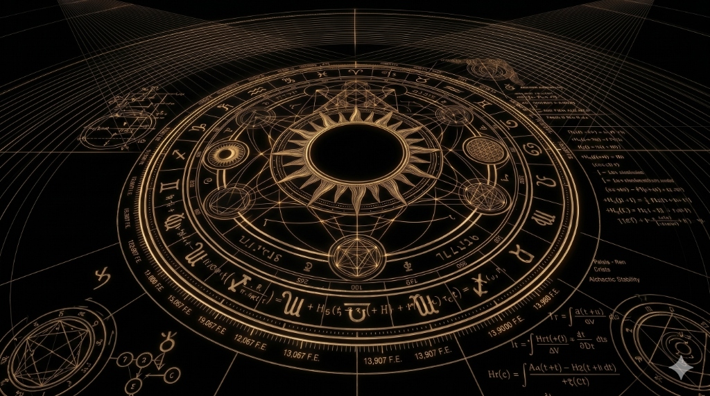 Central astrological and geometric mechanism rendering